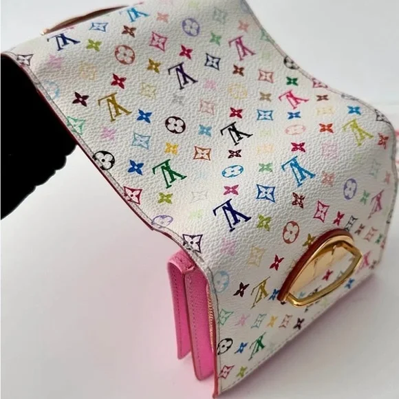 Louis Vuitton Authentic Joey White Multicolour Wallet - Takashi Murakami - Picture 12 of 13